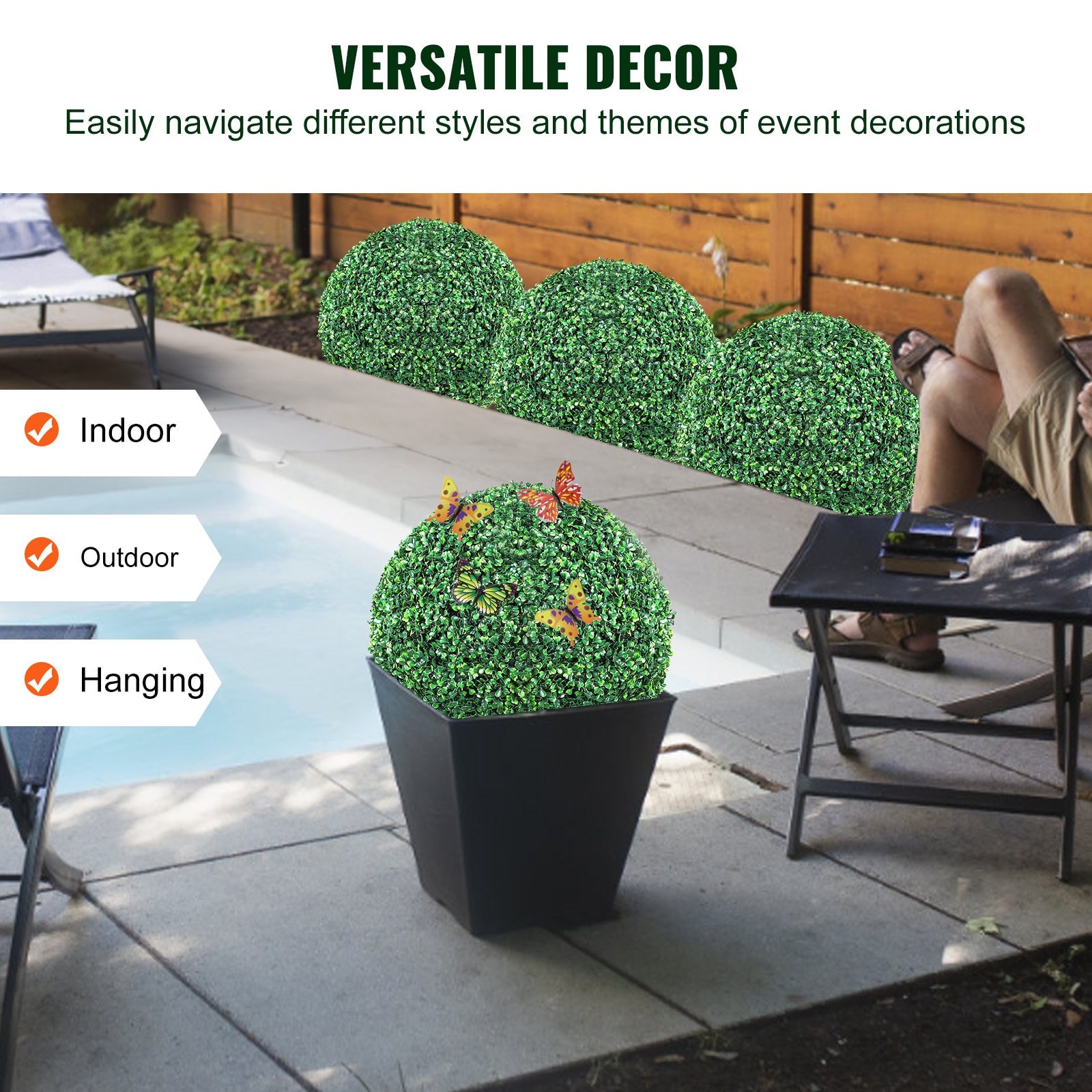Artificial Topiary Boxwood Trees Set Of 2 For Garden And Home_voghion.com